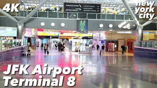 Touring JFK Airport Terminal 8 | New York City | 4K Walking