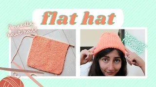 Two Needle Knit Beanie  How To Knit A Flat Hat On Straight Needles - Absolute Beginner Friendly!