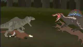 spinosaurus vs giganotosaurus // dinosaur battle // stick nodes pro animation