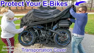 Electric Bike Transportation Cover ~ Lectric XP Ebike protection on a hitch mounted Bike Rack!