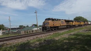 Union Pacific action! GP power and CNW on mixed freight, loaded coal and  Z train, drone views!