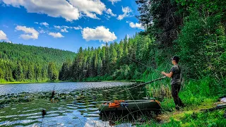 Backpack Boating on New Mountain Lake (Brook Trout Fishing) + Cooking a Lakeside Lunch