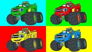 Blaze and Monster Machines - Coloring pages - Learn colors - Cartoon for kids