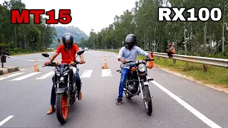 Yamaha Rx 100 vs Yamaha MT15 Drag Race🔥||RX MOTO||