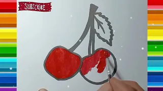 How to draw a beautiful ❤️ and cute 🥰 cherry🍒 step by step for kids|drawing tutorial for kids