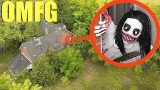 Drone catches Jeff The Killer at his hideout in this scary forest! (he was so angry)