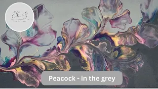 Peacock colours - botanical Dutch pour with magical colours. Acrylic abstact art. (Check it out!!!)