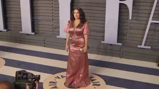 Salma Hayek on the Red Carpet for the 2018 Vanity Fair Oscar Party in Los Angeles