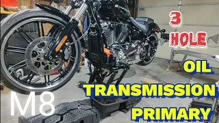 Three hole oil change on 2020 Harley Davidson breakout 114 M8.