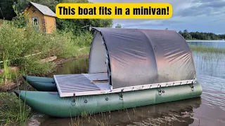 DIY! Cheap homemade boat with gothic arch cover that fits in minivan!