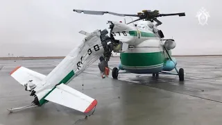 В аэропорту Волгограда вертолет зацепился за мачту освещения