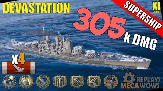 NEW SUPERSHIP Devastation 4 Kills & 305k Damage | World of Warships Gameplay