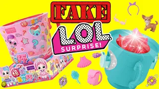 Unboxing weird fake toys. fake lol surprise dolls in tea cups. fake lol vs real lol #loldolls #lols