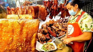 Super Skill! Cutting Crispy Roast Pork Belly | Cambodian Street Food