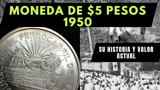 Moneda de $5 pesos 1950 Ferrocarril del Sur. Cuánto vale en 2023 y su historia #numismatica #monedas