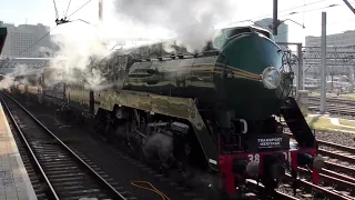 Australia - Steam Locomotives 3801 & 5917 depart Central