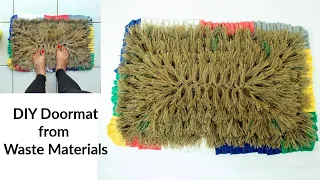 Make a Jute Door mat/ Floor mat from Old Clothes & a Rice Bag | No-Sew DIY | #stayindoors DIY