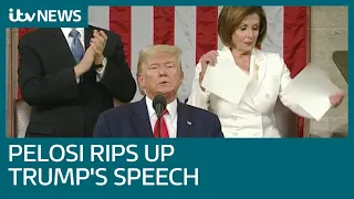 The Great Confrontation: Pelosi rips up Trump's speech | ITV News