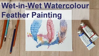 Watercolour Feathers Painting Using the Wet-in-Wet Technique