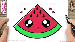 How to Draw a Cute Watermelon Slice Easy for Kids and Toddlers