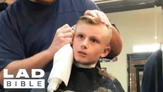 Barber pranks kid by pretending he's cut his ear off | LADbible