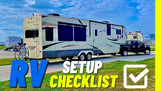 ✅ RV CHECKLIST FOR SETTING UP // AUTO LEVELING A FIFTH WHEEL