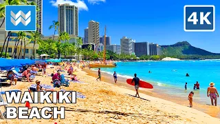 [4K] Waikiki Beach in Honolulu, Oahu Hawaii USA - Walking Tour Vlog & Vacation Travel Guide 🎧 ASMR