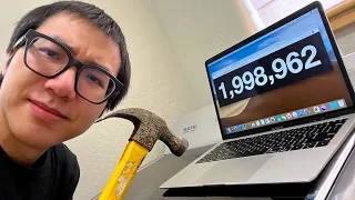 SMASHING MY MACBOOK AT 2 MILLION SUBSCRIBERS - LIVE