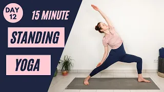 15 min STANDING YOGA FOR BEGINNERS - Day 12 | Beginner Yoga Challenge | Yoga without mat