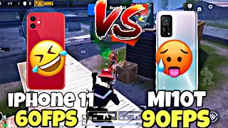 😱OMG IPhone11 VS Xiaomi Mi10T😍 PUBG TEST🥵 TDM Android 90FPS VS iOS 60FPS PUBG Mobile  BGMi