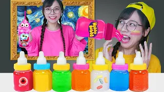 Mukbang Jelly 컬러 보틀 캔디 젤리 먹방 Bottle Candy PINK FOOD LILI TV PLUS