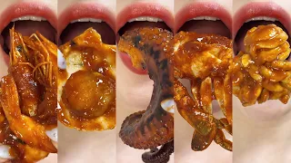 asmr VERY SPICY SEAFOOD BOIL 매운 해물찜 먹방 SHRIMP OCTOPUS  SCALLOP ENOKI MUSHROOM MUKBANG eating sounds