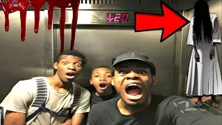 PLAYING THE CREEPY ELEVATOR GAME *WE SEEN THE GIRL AGAIN!!!!!*