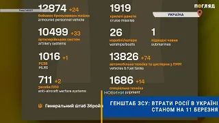 ☠️💣Генштаб ЗСУ: втрати Росії в Україні станом на 11 березня