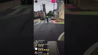 AJ Brown almost hit by a car during the Eagles Autism Challenge while live on Instagram