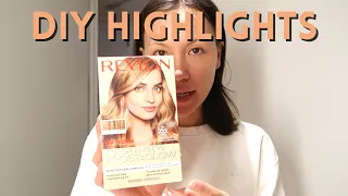 DIY HIGHLIGHTS ON DARK HAIR | REVLON FROST AND GLOW HONEY (I will not do this again lol)