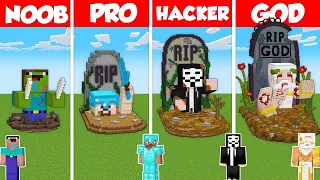 GRAVE STATUE BASE HOUSE BUILD CHALLENGE - Minecraft Battle: NOOB vs PRO vs HACKER vs GOD / Animation