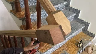 Amazing Woodworking Project For Wooden Stairs (PART 2) - How To Make Curved Railing For Wood Stairs