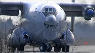 Serious aircraft - AN-22. Slow turn and interesting climb after takeoff / Kubinka Airfield