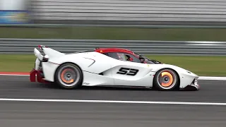 Ferrari FXX K PURE SOUND at Nürburgring Circuit! Downshifts, Accelerations, HOT GLOWING Brakes!