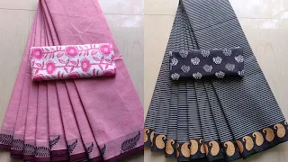 Small Border Chettinad Cotton Sarees | Pure Cotton Sarees with Fancy Border