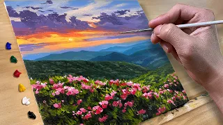Painting Flower Mountain / Acrylic Painting / Correa Art