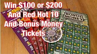 Win $100 or $200, Red Hot 10’s, & Bonus Money Tickets‼️ California Lottery Scratchers🤞🍀🍀🍀