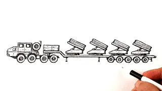 How to draw a Missile Truck | Military drawing