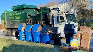 Garbage Truck VS. Giant Post Xmas Cart Line