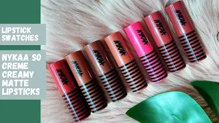 Nykaa So Creme Matte Lipstick Swatches | Without Makeup Swatches | Hand & Lip Swatches | Glamnglaze