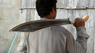 Knife Making - Forging A Big Knife From A Rusty Leaf Spring