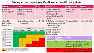 Analyse des risques et opportunités et évaluation de l'efficacité des actions ( Exemple pratique )