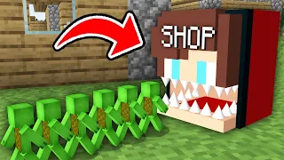 Mikey Opened a SHOP inside Scary Tiny JJ HEAD in Minecraft - Maizen Nico Cash Smirky Cloudy