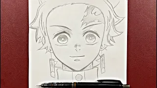 Anime drawing | how to draw tanjiro kamado step-by-step with pencil